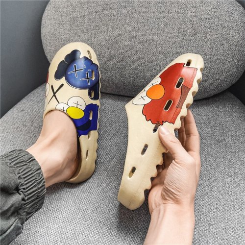 Men Women Bird's Nest Graffiti Cartoon Painted Home Beach Slippers Slides Sandals