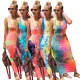 Fashion Tie Dyeing Print Backless Dress Dresses 609