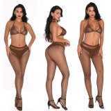 Sex Hollow Fishnet Rhinestone Lingerie Set Bodysuit Bodysuits Outfit Outfits