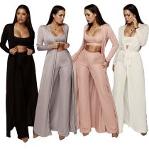 Women cardigan coat wide leg pants t3 piece set Bodysuit Bodysuits Outfit Outfits K9245