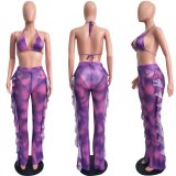 Sexy Tie Dye Print Mesh  Bodysuit Bodysuits Outfit Outfits