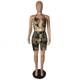 Sexy Printed Bandage Backless Bodysuit Bodysuits Outfit Outfits F061