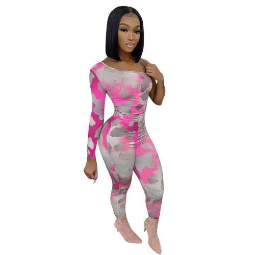 Fashion Slash Neck One Shoulder Bodysuit Bodysuits Outfit Outfits NS8042
