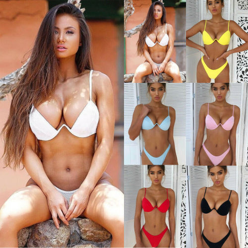 Fashion Sexy Push-up Padded Solid Swimsuit Swimsuits 2173