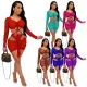 Sexy mesh fabric drawstring t-shirt + skirt  Bodysuit Bodysuits Outfit Outfits