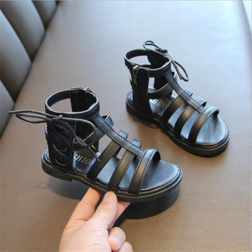 Roman Children Baby Toddler Princess Boots Open Toe Zip Sandal Sandals