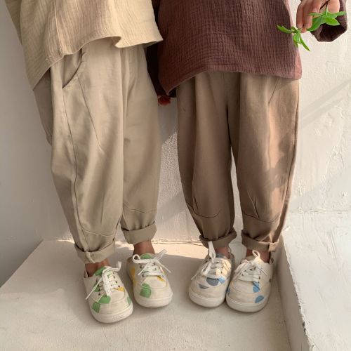 Spring Sumer solid color casual trousers for boys and girls 2-6Y
