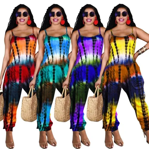 Fashion Sexy Ruched Tie Dye Bodysuits Outfit Outfits MN8359