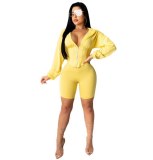 Sexy solid hoodie deep v neck zipper Jumpsuits & Rompers & Bodysuits J213849