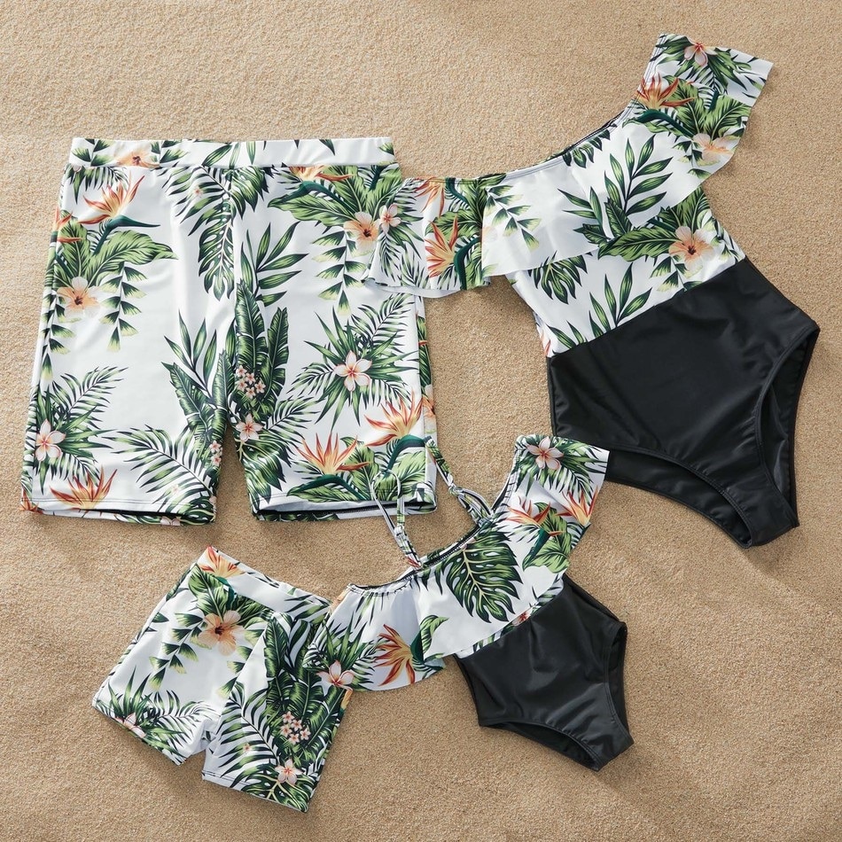 US 11.99 Father Son Mommy And Me Leaf Swimsuit Swimsuits 2025 www