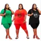 Plus Size Sexy Letter Print Bodysuit Bodysuits Outfit Outfits Q2033