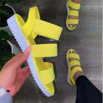 Casual  Elastic Band Buckle Solid Color Sandal Sandals Slides DUO JI 3500