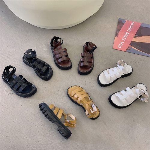 Buckle Strap  Chunky Heel Gladiator Narrow Band Beach Sandal Sandals Slides