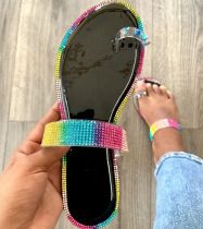 Fashion Rivet Colorful Diamond Slippers Slides Sandals