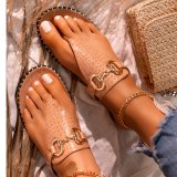 Fashion Sexy chain clip foot comfortable  Solid color rivets Slippers Slides Sandals 92637