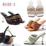 Sexy Thin High Heel Square Toe Outside   Elegant Slippers Slides Sandals 81434-12