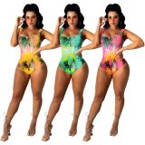 Fashion Sexy Sleeveless Printed  Bodysuit Bodysuits Outfit Outfits TS1141