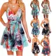 Women Lady Vintage Floral Printed Short Shirt Dress V-Neck Dress Dresses  YY001223