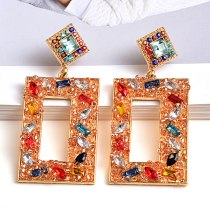 Fashion Geometric Metal Colorful Crystal Handmade Beads Long Earring Earrings E2000587