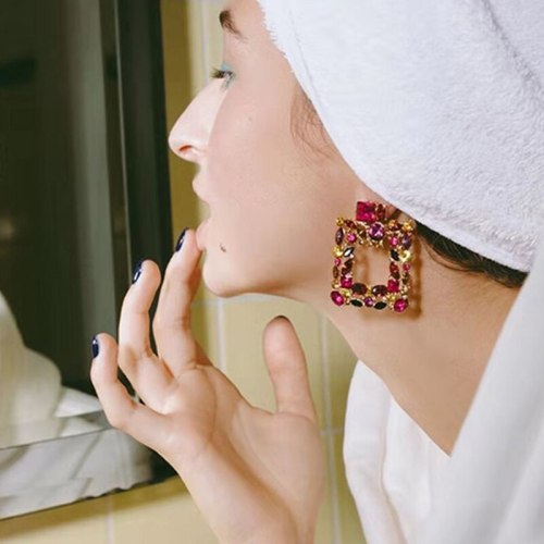 Fashion Trend women's Sparkling Square Rhinestone Pendant Earring Earrings EH13450