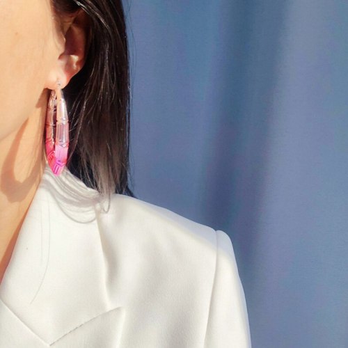 Colorful Bamboo Alloy Hoop Exaggerated Twisted Big Circle Earring Earrings 14599