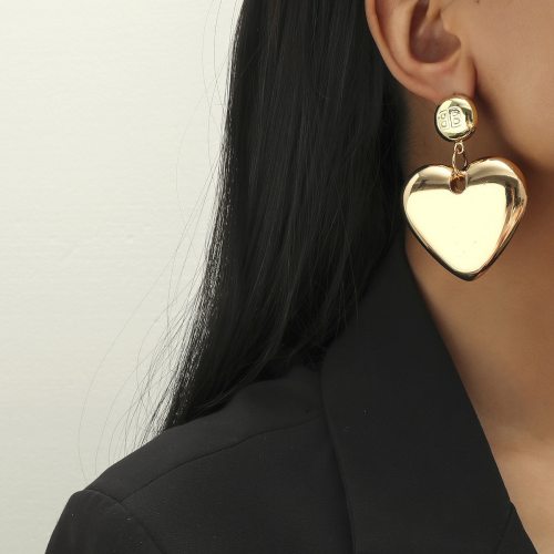 Fashion Gold Sliver Big Hollow Love Heart Dangle Earring Earrings KH-6416