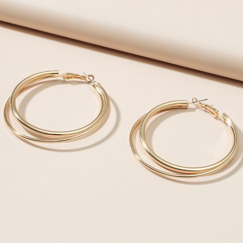 New Fashion Trendy Party Exaggerated Gold Silver Color Round Circle Earring Earrings kh-673041