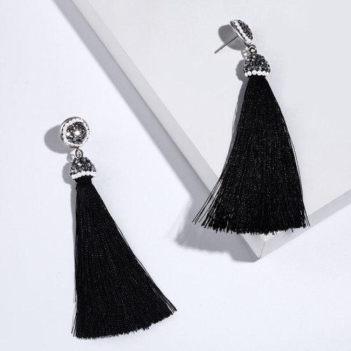 Long Fringe Trendy Handmade Weaving Crystal Drop Dangle Earring Earrings ers-k69