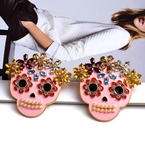 Fashion Colorful Crystal Skull High quality Rhinestone Trend Earring Earrings 54059