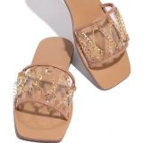 Fashion Outdoor Casual Open Toe Chain Solid Color Slippers Slides Sandals