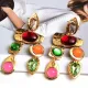 New Metal Colorful Stone High-quality Crystal Dangle Long Drop Earring Earrings 22636