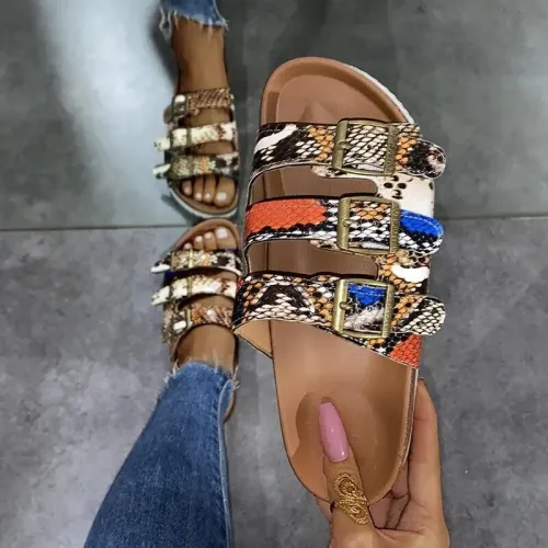 Fashionable Comfortable PU Leather Cool Slippers Slides Sandals