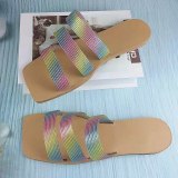 Breathable Hollow Flat-bottomed Large Female Colorful Slippers Slides Sandals H3546