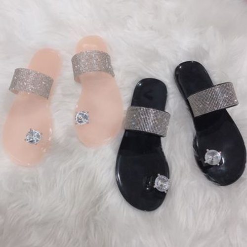 Fashion Diamond Inlaid Thumb Slippers Slides Sandals