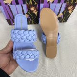 Fashion Double Braid Leather Casual Slip on Slippers Slides Sandals 2021223