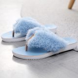 Fashion Furry  Fur Flip Flops Indoor Flat Cute Solid Slippers Slides Sandals 918