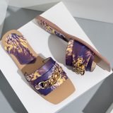 Sexy Square Head Colorful Upper Open Toe Style Flat Slippers Slides Sandals CFXXY-9