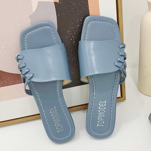 Fashion Personality Vamp Design Simplicity Flat Slippers Slides Sandals 210309