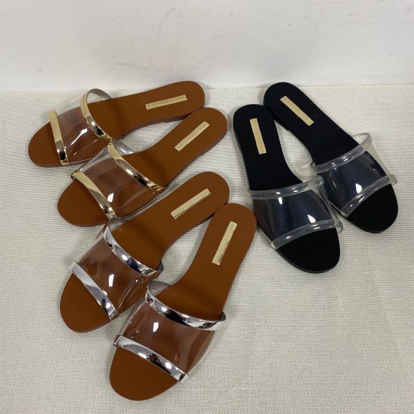 Fashion Transparent Flat-bottomed Comfortable Beach Slippers Slides Sandals