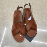 Fashion Flat Solid Back Strap Cross Leather Sandal Sandals