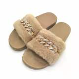 Fashion Faux Fur Non-slip Plush Solid  Fluffy Fur Slipper Slippers Slide Slides 288-2