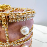 Metal Basket Big Pearl Hollow Women Rhinestone Bag Bags Handbags 362132