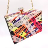 Fashion Letter Printed Clear Beads Handle Chain Bag Bags Handbags 66991010