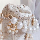 Hollow Out Pearl Flower Mini Bucket Bag Bags Handbags 300819