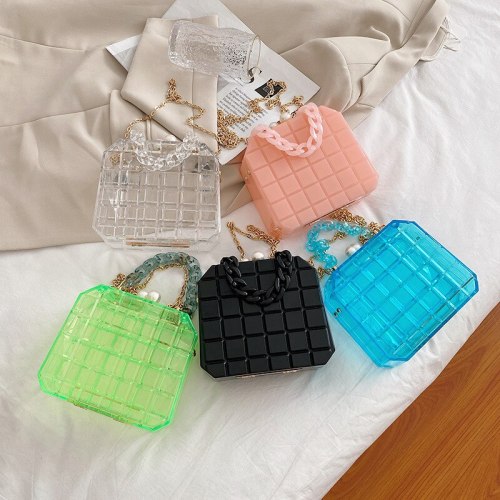 Fashion Trapezoid Box Transparent Candy Color Bag Bags Handbags cx204051