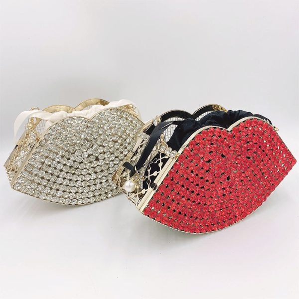 Unique Lips Shape Crystal with Rhinestone Bag Bags Handbags 302839