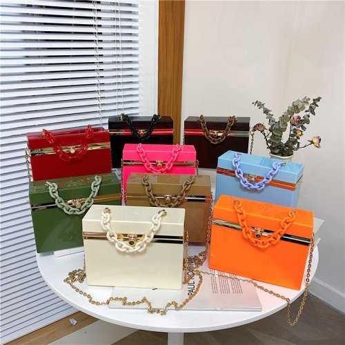 Fashion Chain Candy Color Acrylic Box Bag Bags Handbags 2035