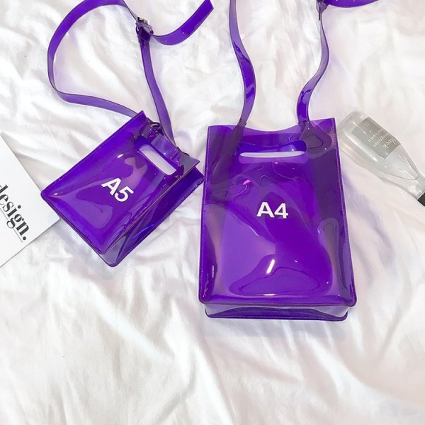 Fashion Transparent PVC Letter Internal Drawstring Bag Bags Handbags 0308240153811