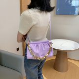 Fashion PU Leather Pleated Casual Solid Color Bag Bags Handbags XS