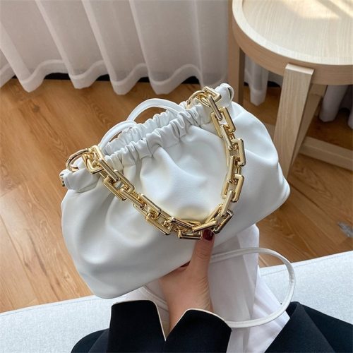 Thick Gold Chains Pleated Baguette Pouch Totes Bag Bags Handbags 1709276405425